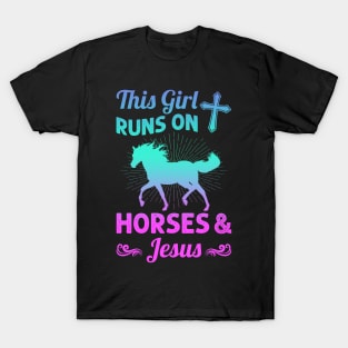 The Girl Runs On Horse And Jesus T-Shirt